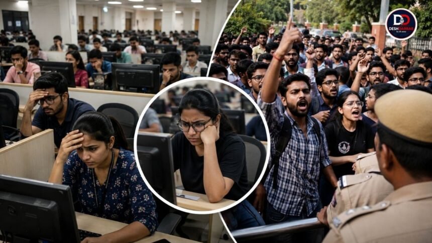 जयपुर में NEET PG 2026 परीक्षा के दौरान तकनीकी समस्या से परेशान अभ्यर्थी