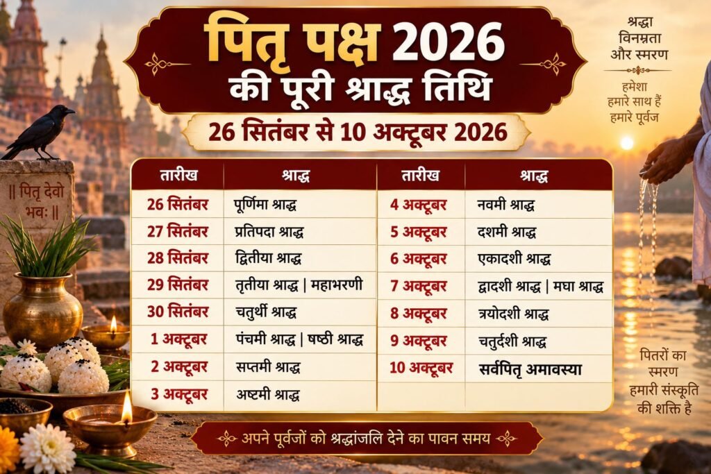 Pitru Paksha 2026 की पूरी श्राद्ध तिथि