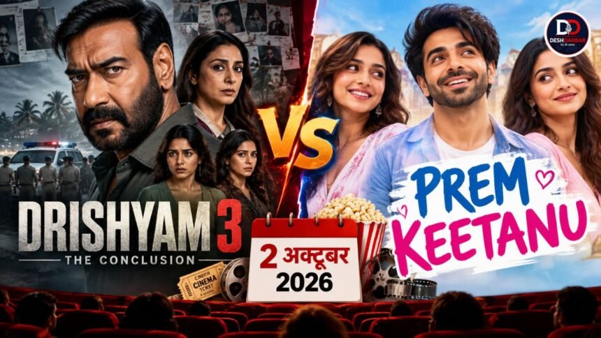 2 अक्टूबर को बॉक्स ऑफिस पर फिल्मों की भिड़ंत, अजय देवगन की ‘दृश्यम 3’ के सामने ‘प्रेम कीटाणु’ समेत कई फिल्में 1 Drishyam 3 vs Prem Keetanu: 2 अक्टूबर को बॉक्स ऑफिस क्लैश