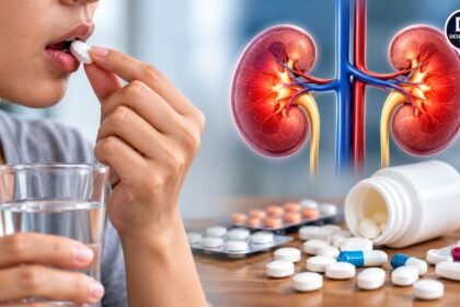 Painkiller के लंबे इस्तेमाल से किडनी पर पड़ने वाले असर को दर्शाती तस्वीर