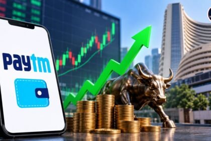 Paytm Share Price में तेजी और ₹2200 के टारगेट का प्रतीकात्मक दृश्य