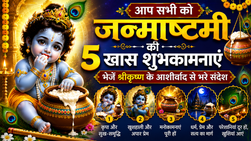 जन्माष्टमी की 5 खास शुभकामनाएं और श्रीकृष्ण के आशीर्वाद से भरे संदेश