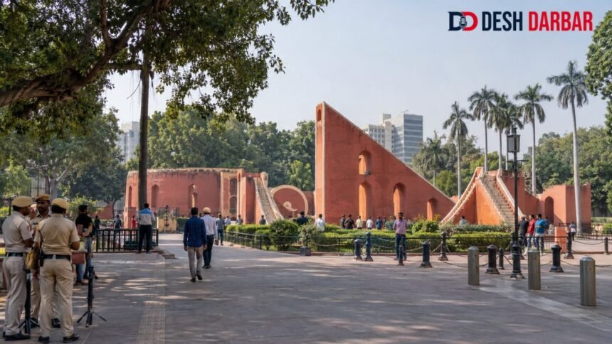 दिल्ली में जंतर-मंतर के प्रदर्शन स्थल का दृश्य